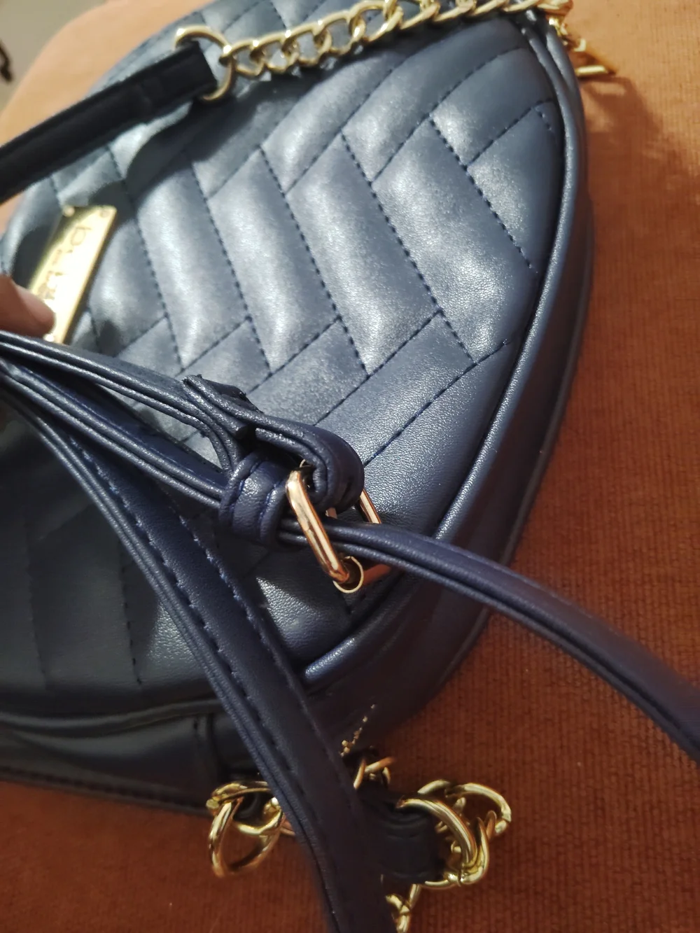 Bebe Sophia Quilted Canteen Navy Crossbody with Gold Hardware!